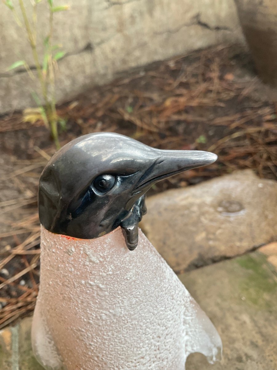 Penguin In Murano Glass And Silver-photo-2