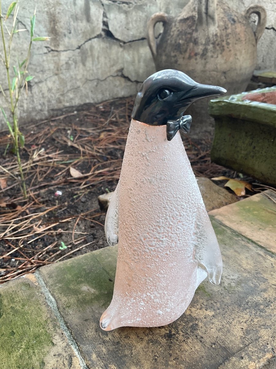 Penguin In Murano Glass And Silver-photo-5