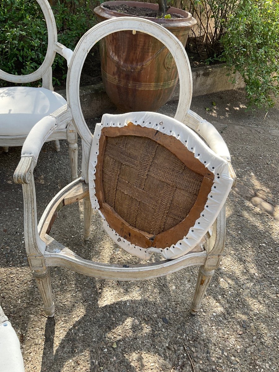 Série De 4 Fauteuils  D époque Louis XVI Piémontais  à châssis -photo-6