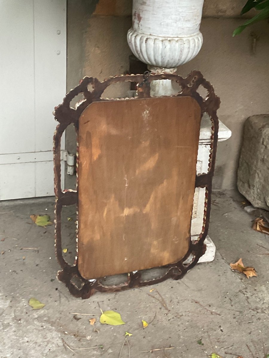 Italian Mirror In Carved And Painted Tricolor Wood Circa 1950/60 -photo-6