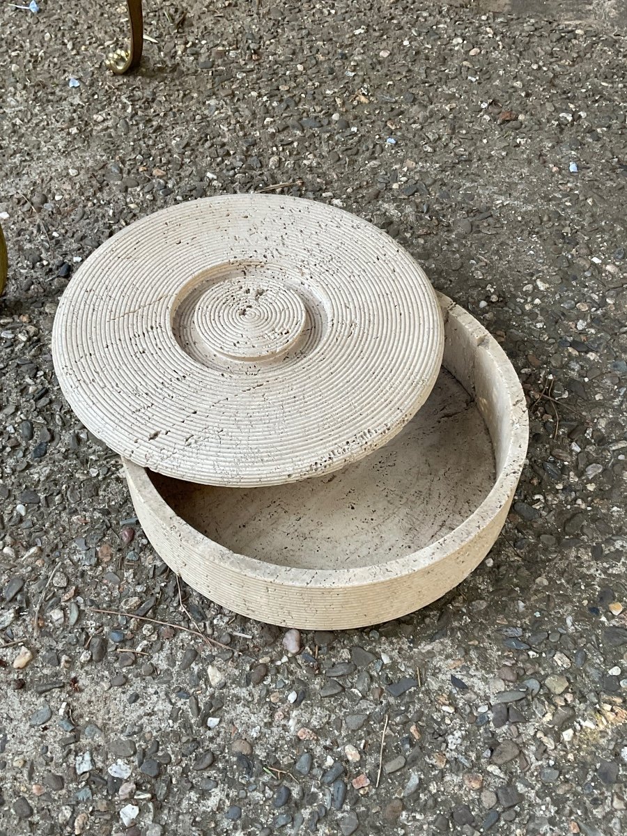 Large Travertine Box By Alessandro Giusti Circa 1970 -photo-3