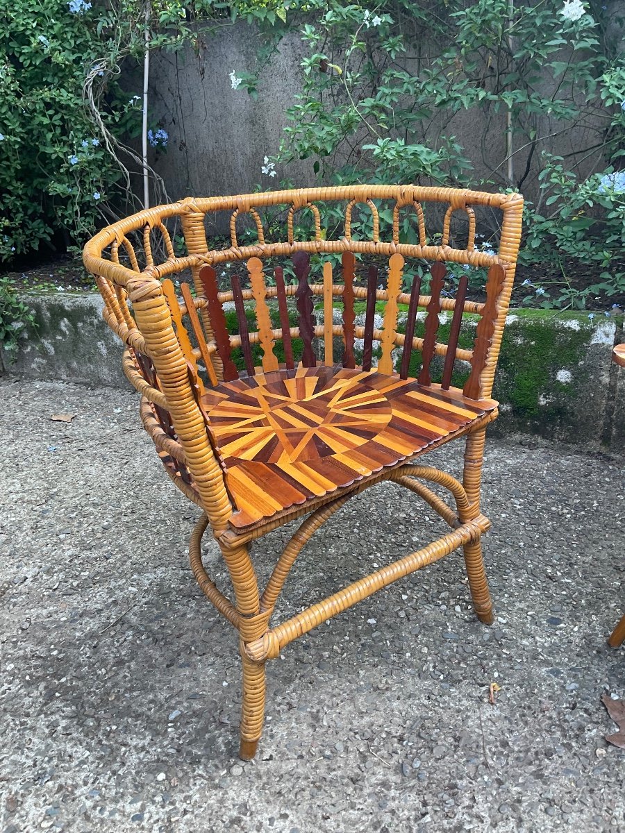 Folk Art Small Living Room Furniture In Star Marquetry -photo-7