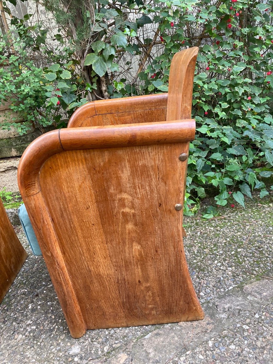 Set Of 6 Art Deco Oak Armchairs -photo-8