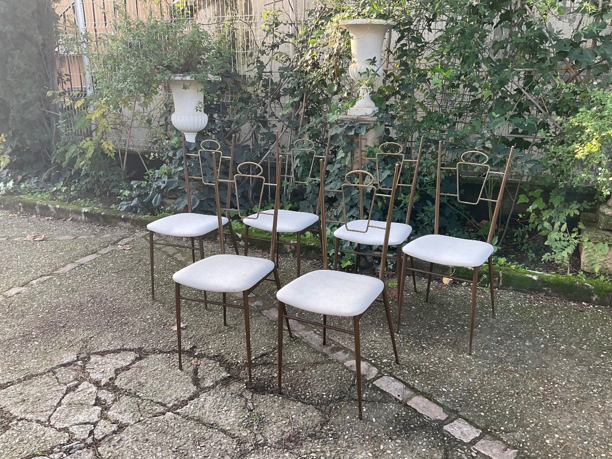 Set Of 6 Italian Chairs Circa 1950 -photo-8