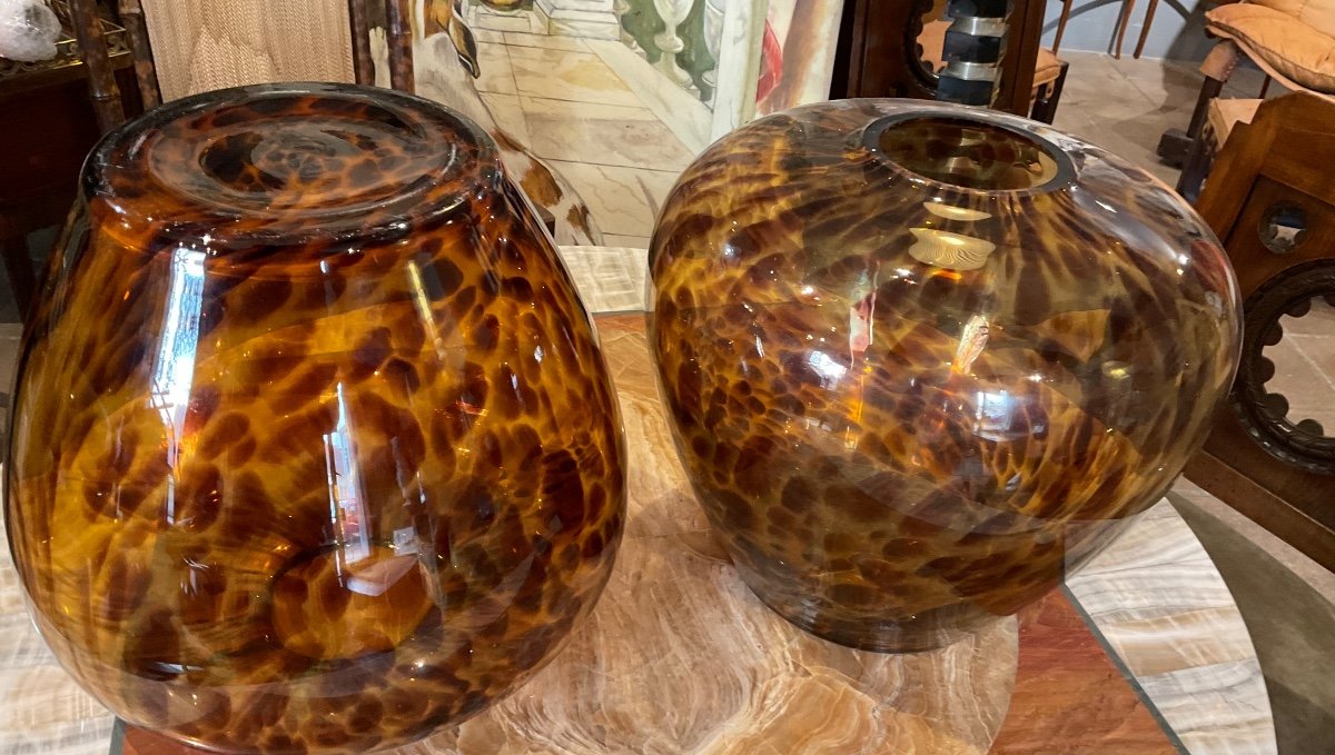 Paire De Grands Vases En Verre De Murano Vers 1970/80 -photo-2