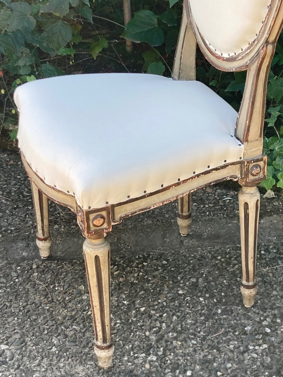 Set Of 8 Italian Chairs Circa 1900 In Louis XVI Style-photo-2