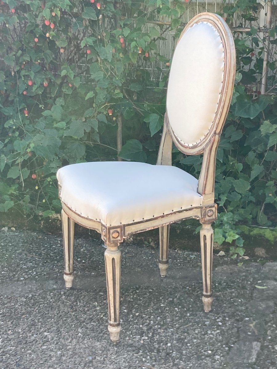 Set Of 8 Italian Chairs Circa 1900 In Louis XVI Style-photo-3