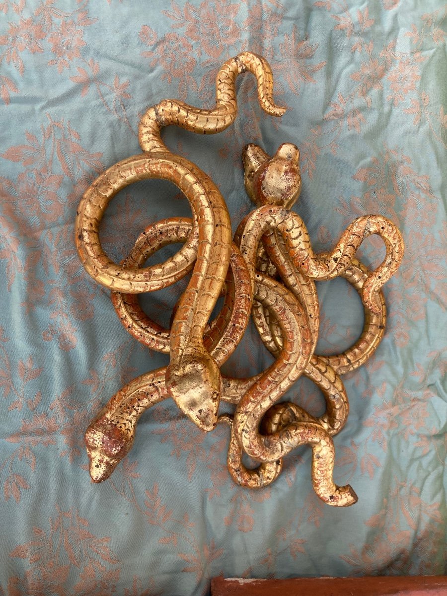 Carved And Gilded Wooden Snakes, Early 19th Century -photo-3