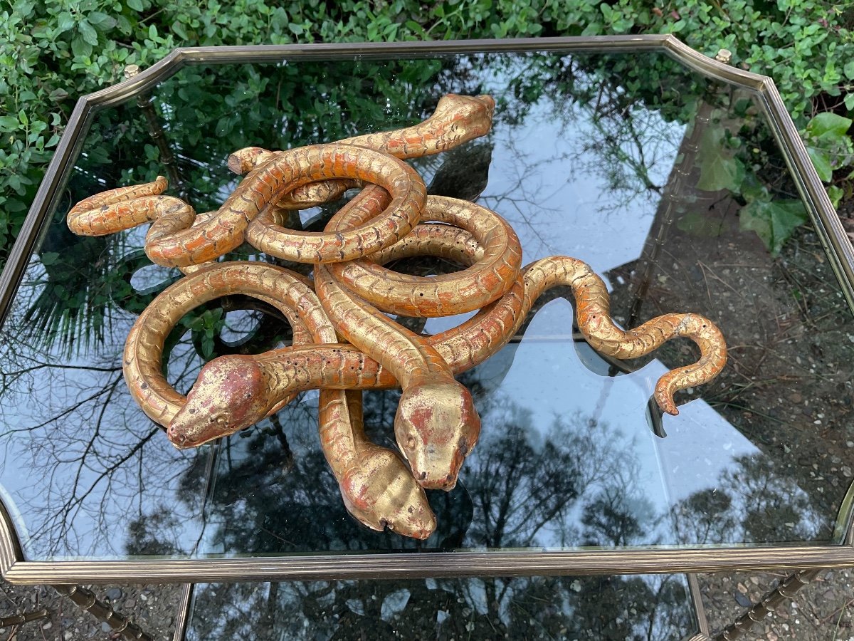 Carved And Gilded Wooden Snakes, Early 19th Century -photo-4