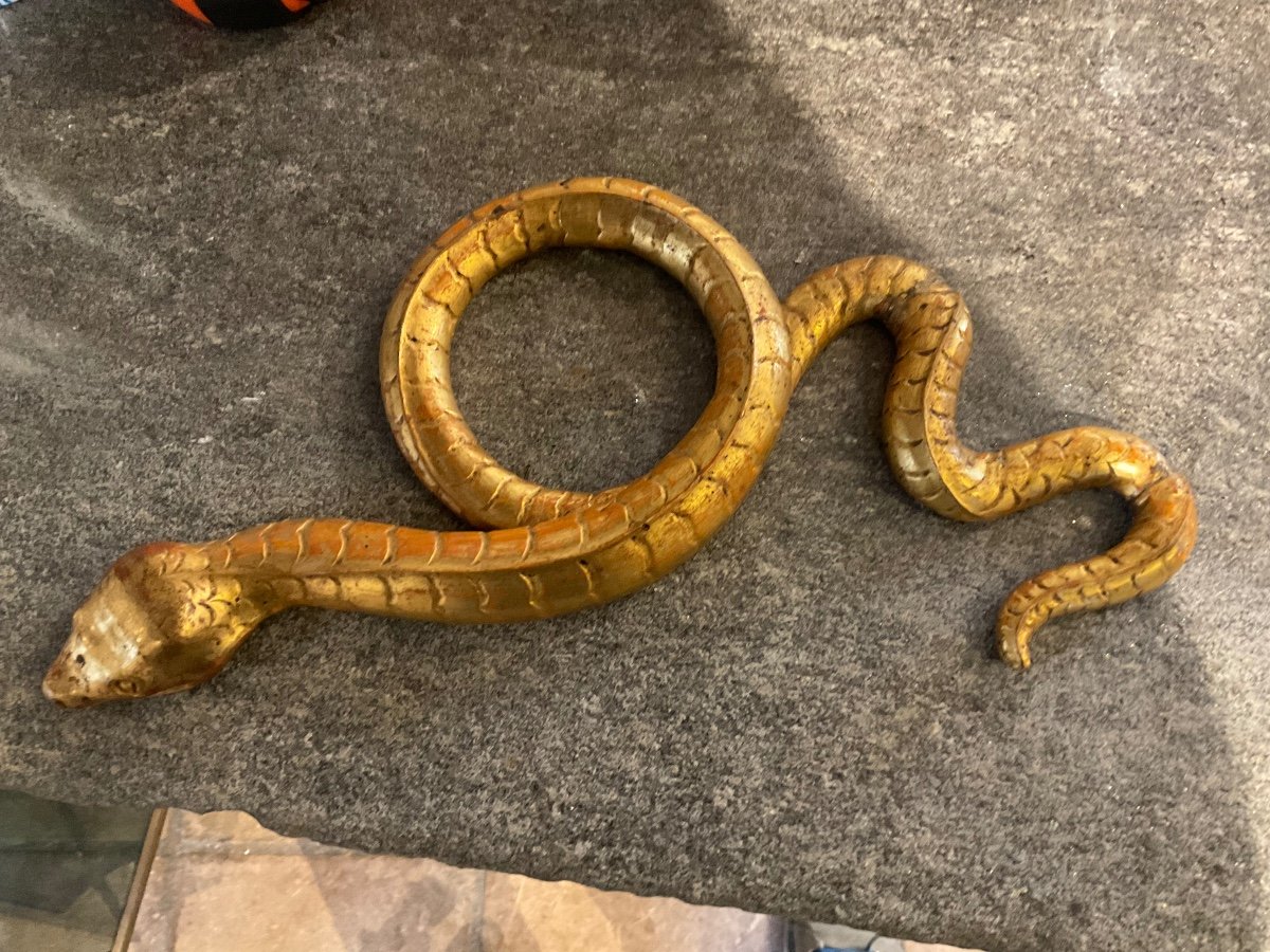 Carved And Gilded Wooden Snakes, Early 19th Century -photo-2