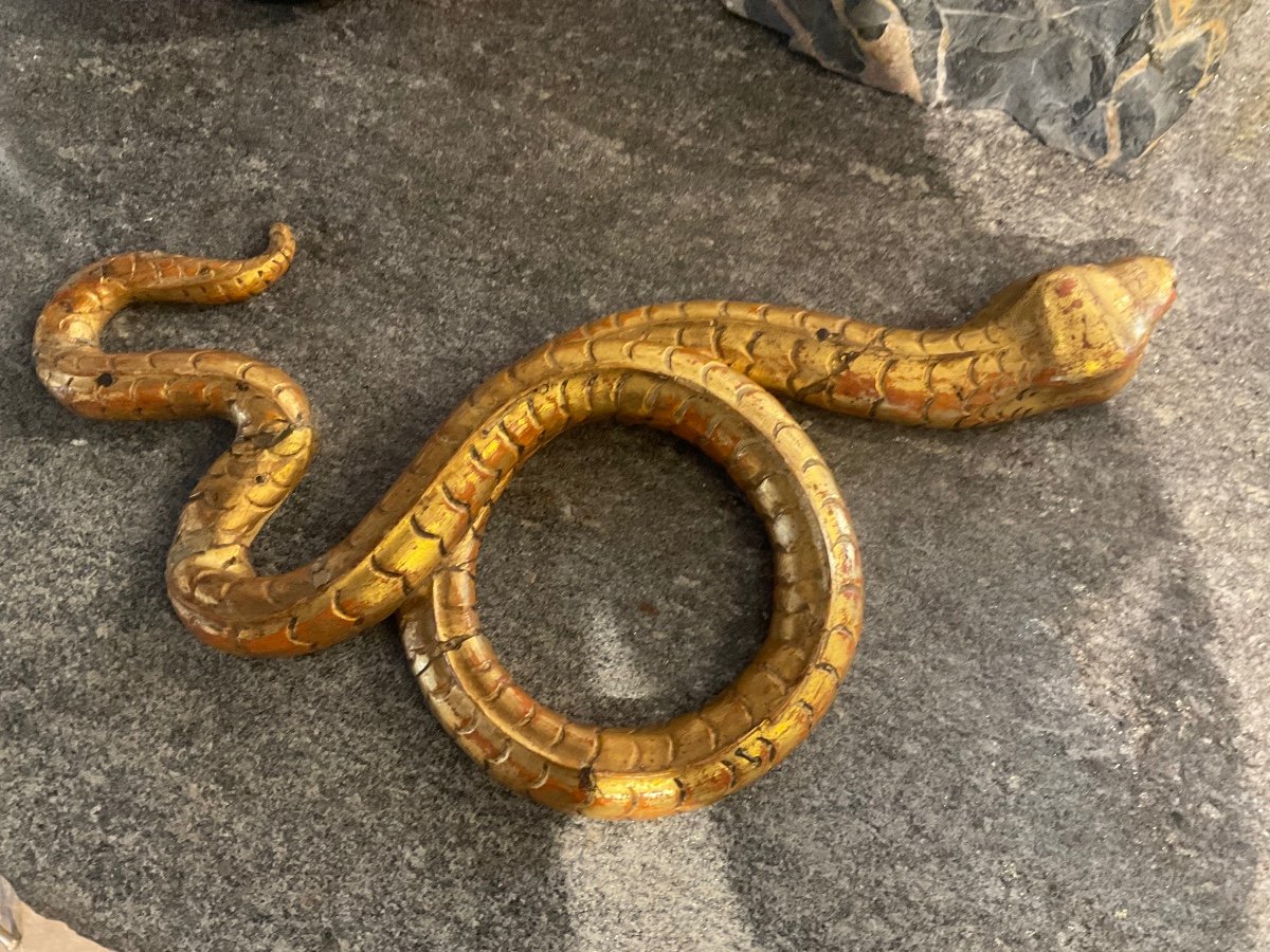 Carved And Gilded Wooden Snakes, Early 19th Century -photo-4