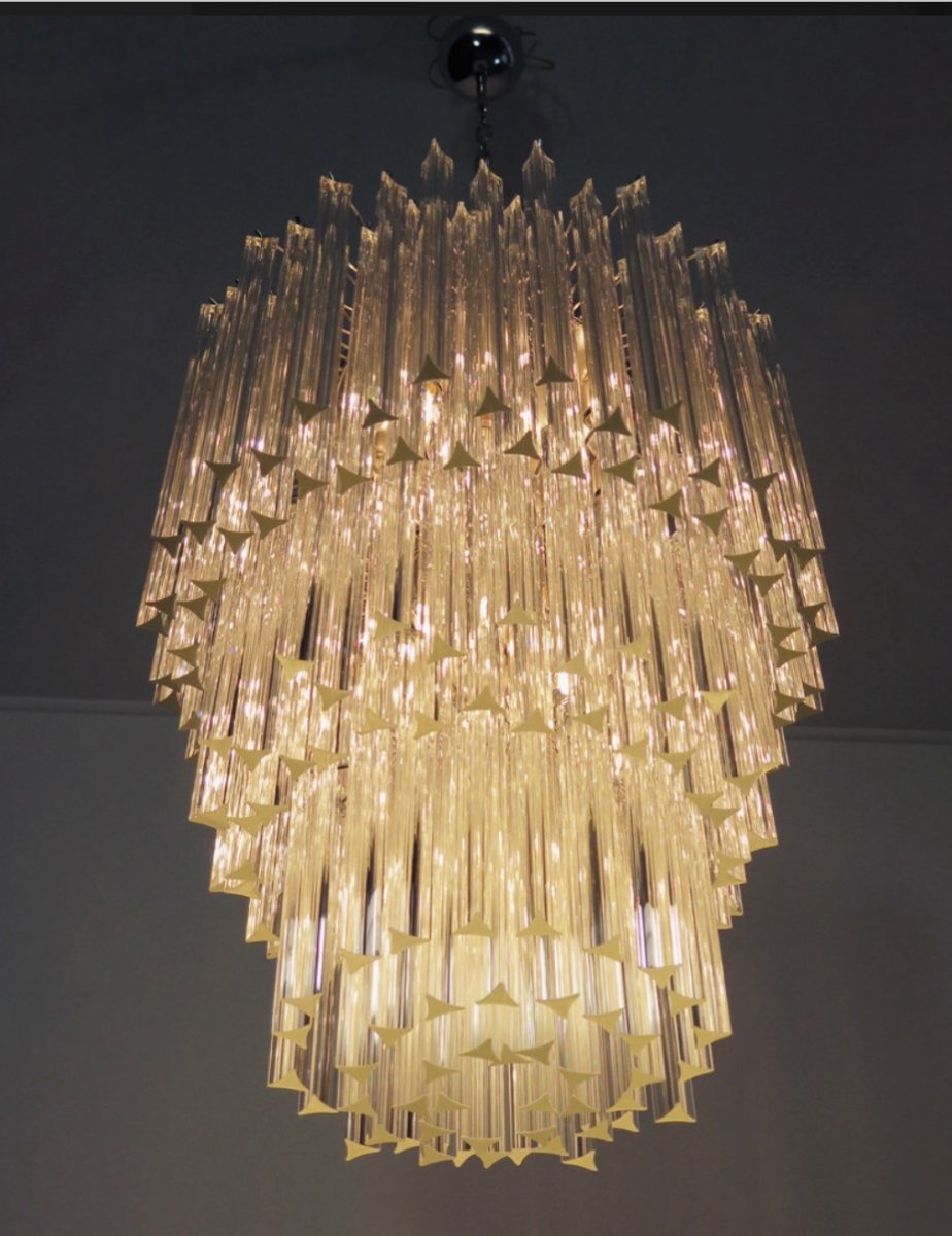 Large Murano Chandelier Including 184 Trihedral Prisms-photo-3