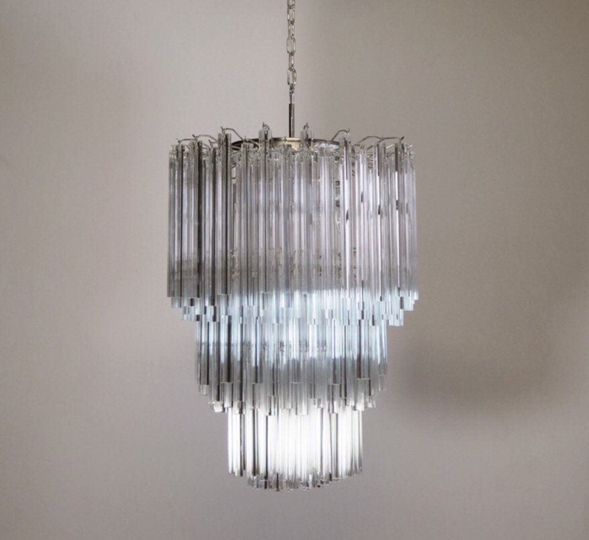 Large Murano Chandelier Including 184 Trihedral Prisms-photo-3