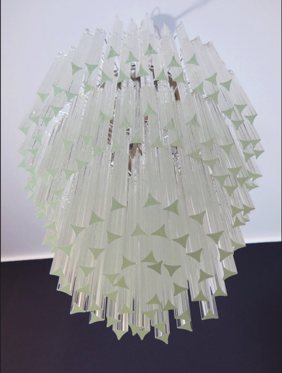 Large Murano Chandelier Including 184 Trihedral Prisms-photo-6