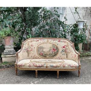 Louis XVI Period Basket Sofa In Golden Wood