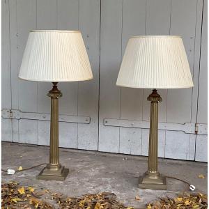 Grand Tour Large Pair Of Bronze Lamps 