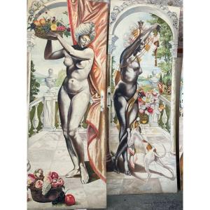 Pair Of Italian Decorative Panels Circa 1950/60 