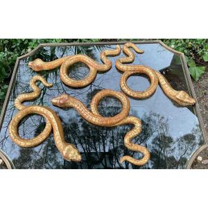 Carved And Gilded Wooden Snakes, Early 19th Century 