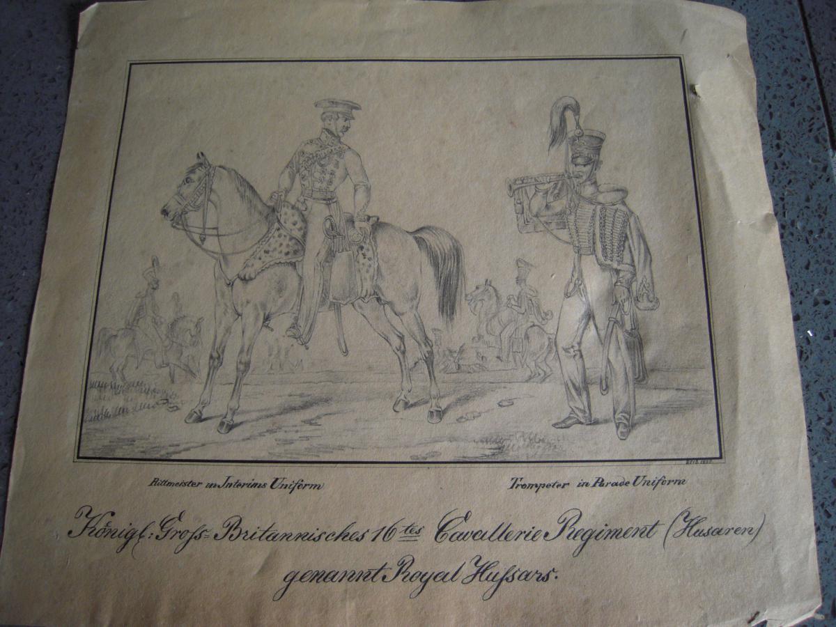Paire De Dessins Sur l' Infanterie Et La Cavalerie Britannique En 1835-photo-2