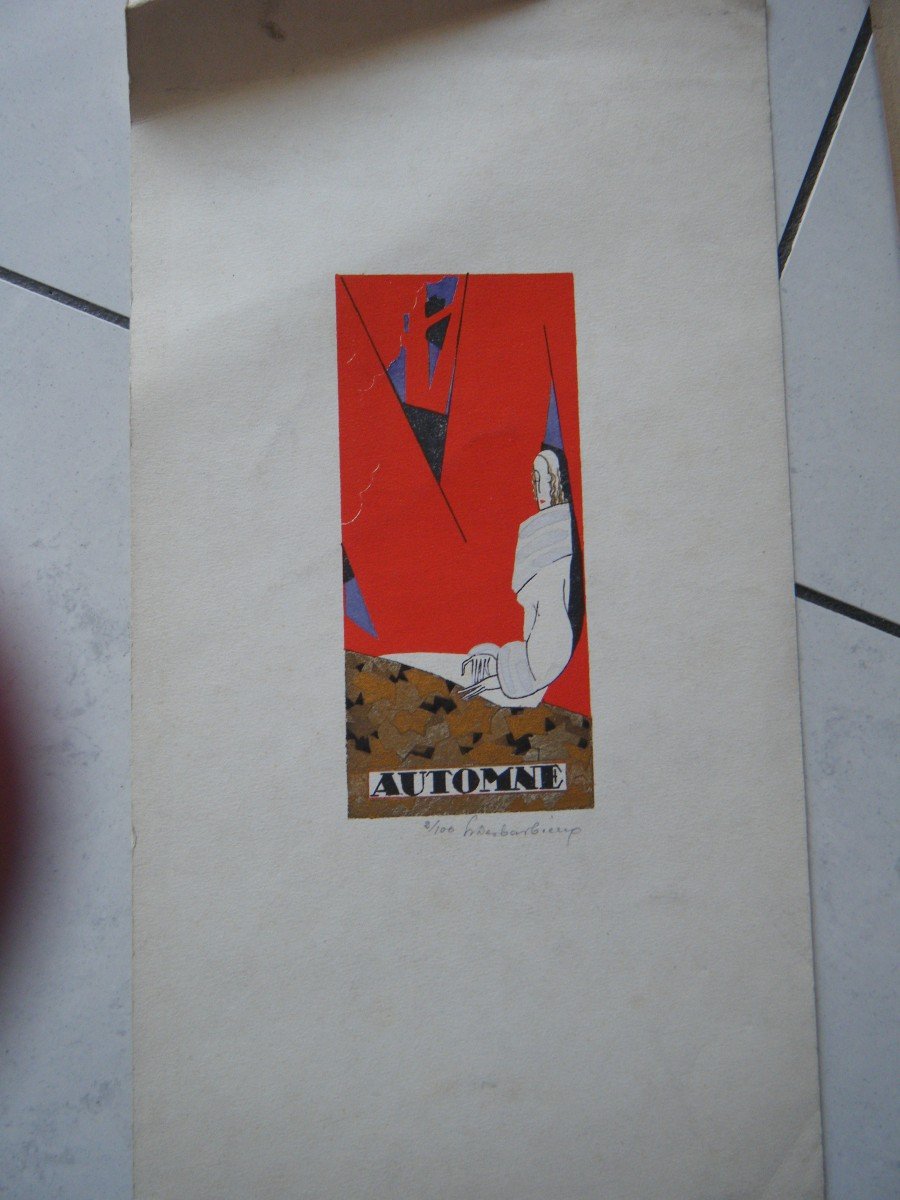 Two Colored Art Deco Prints-photo-2