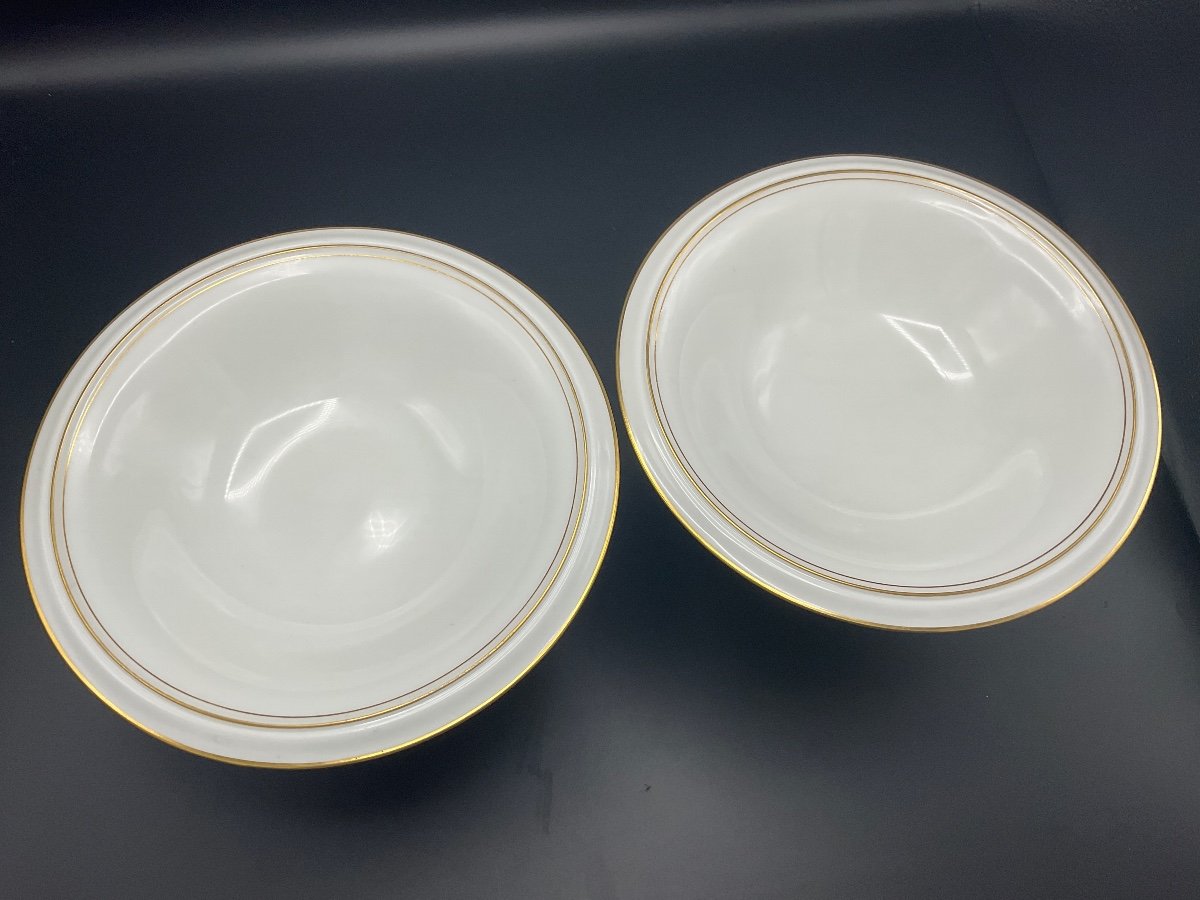 Pair Of Fruit Bowls On A Pedestal In White And Gold Hard Porcelain From The Sévres Porcelain Manufactory-photo-7