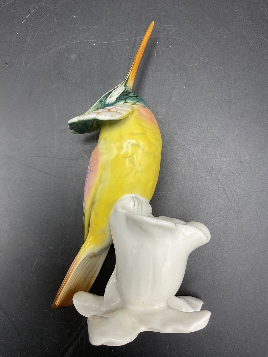 Oiseau Polychrome En Porcelaine De La Manufacture De Karl ens Représentant Un Colibri.-photo-7