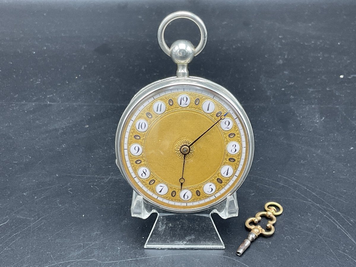 Gusset Or Pocket Watch In Solid Gold And Silver Chiming On Demand With Chiseled And Guilloché Decor.-photo-3