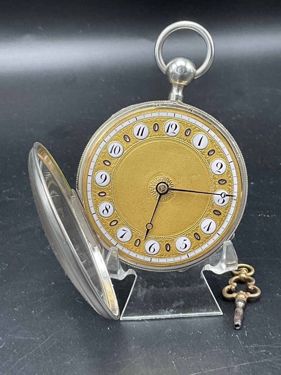 Gusset Or Pocket Watch In Solid Gold And Silver Chiming On Demand With Chiseled And Guilloché Decor.-photo-4