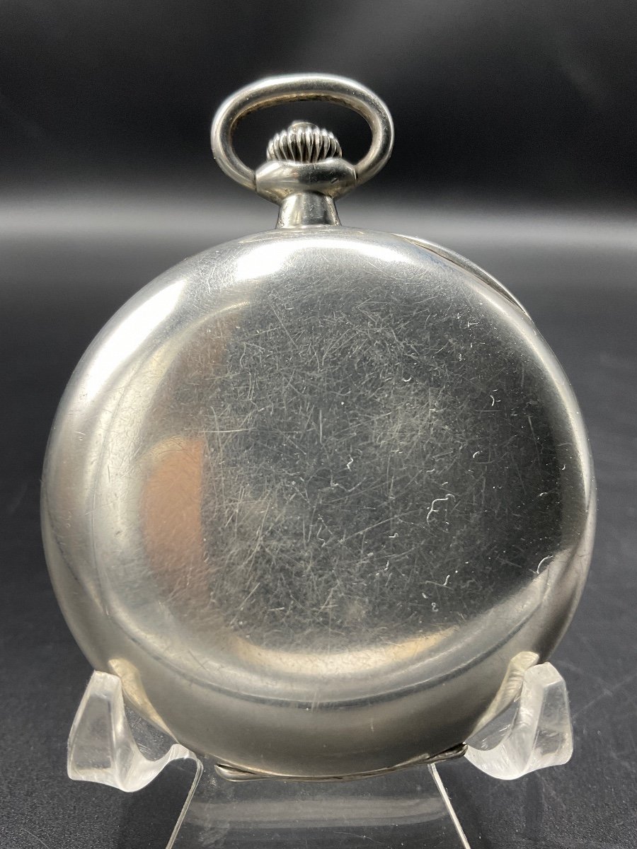 Gusset Or Pocket Watch In Sterling Silver Omega Brand Pulsometer. (doctor's Watch.)-photo-3