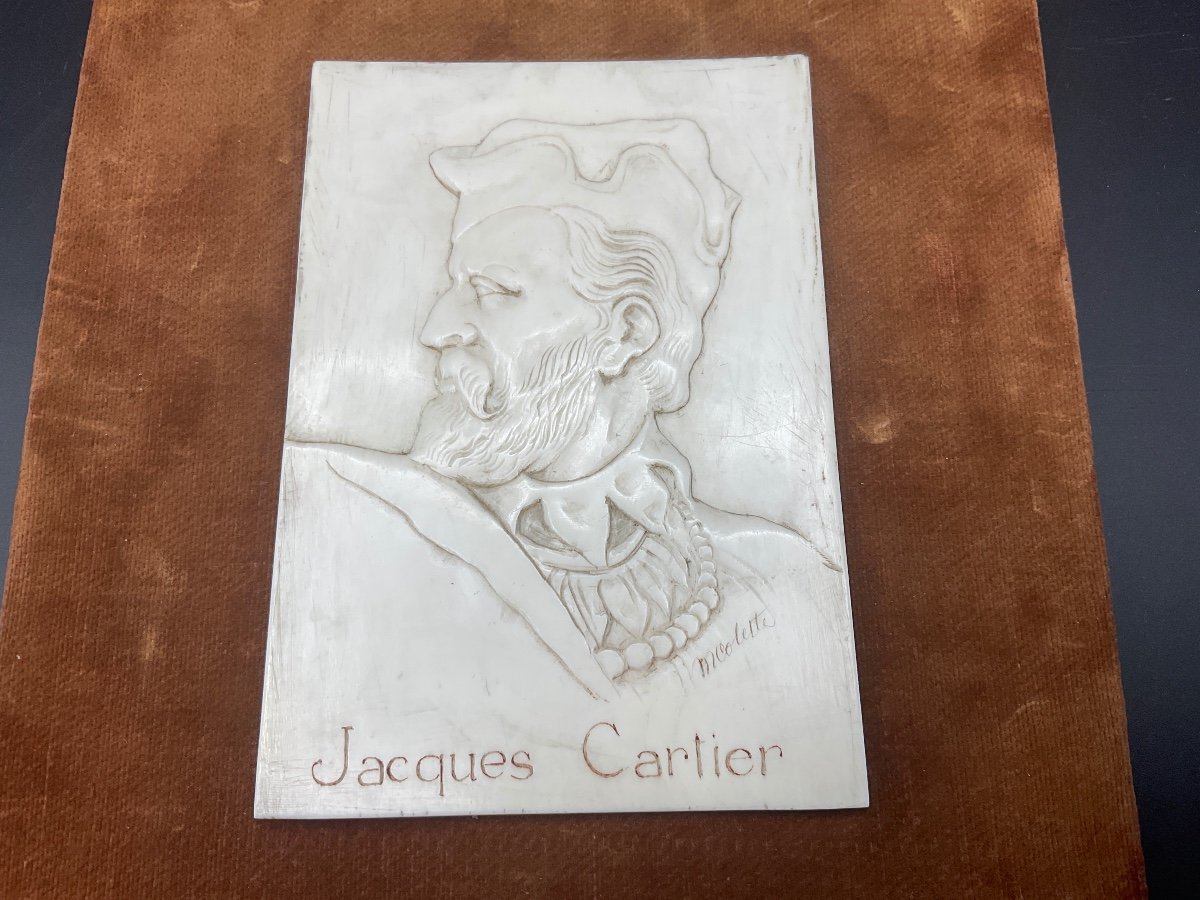 Dieppe  Plaque Representing Jacque Cartier Signed M.colette.-photo-8