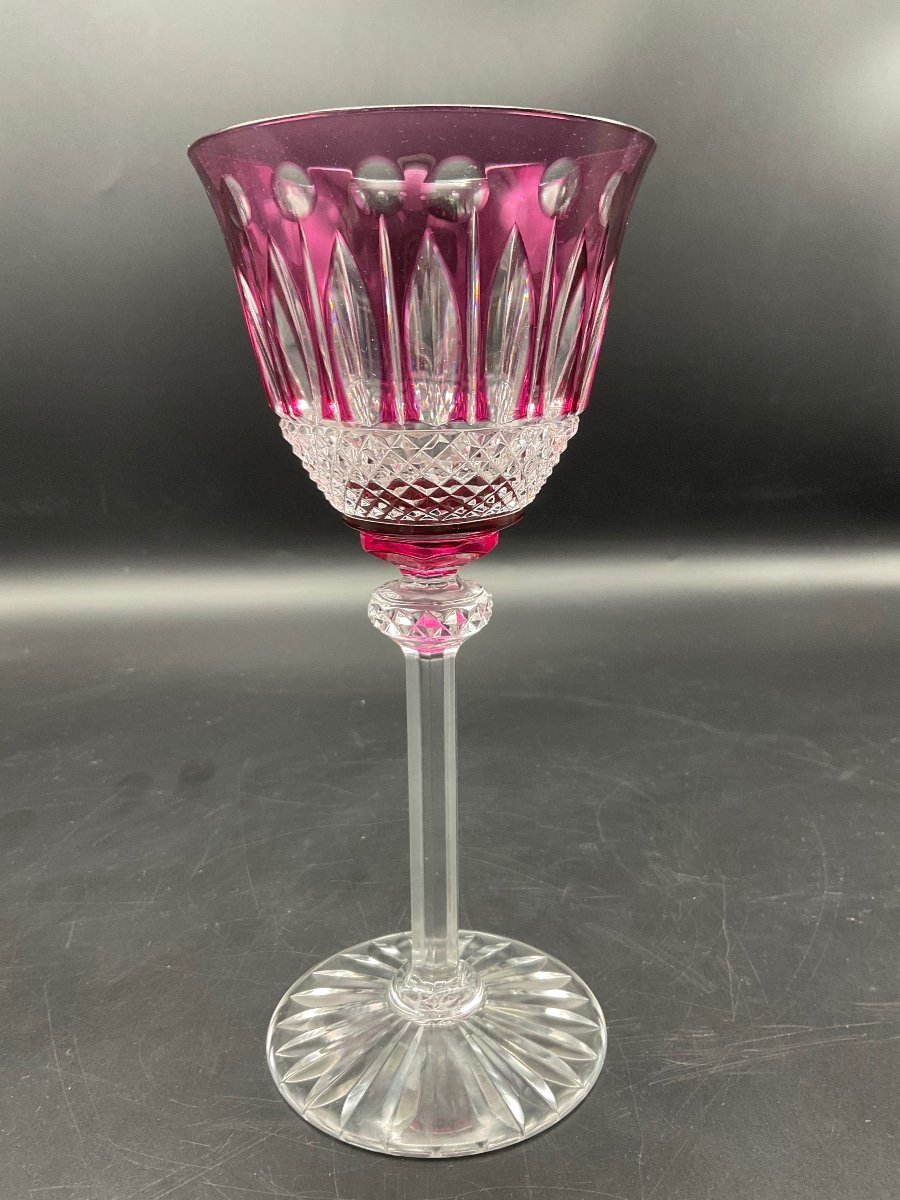 A Roemer Red Wine Glass In Parma Colored Crystal Tommy Model From La Cristallerie Saint-louis-photo-4