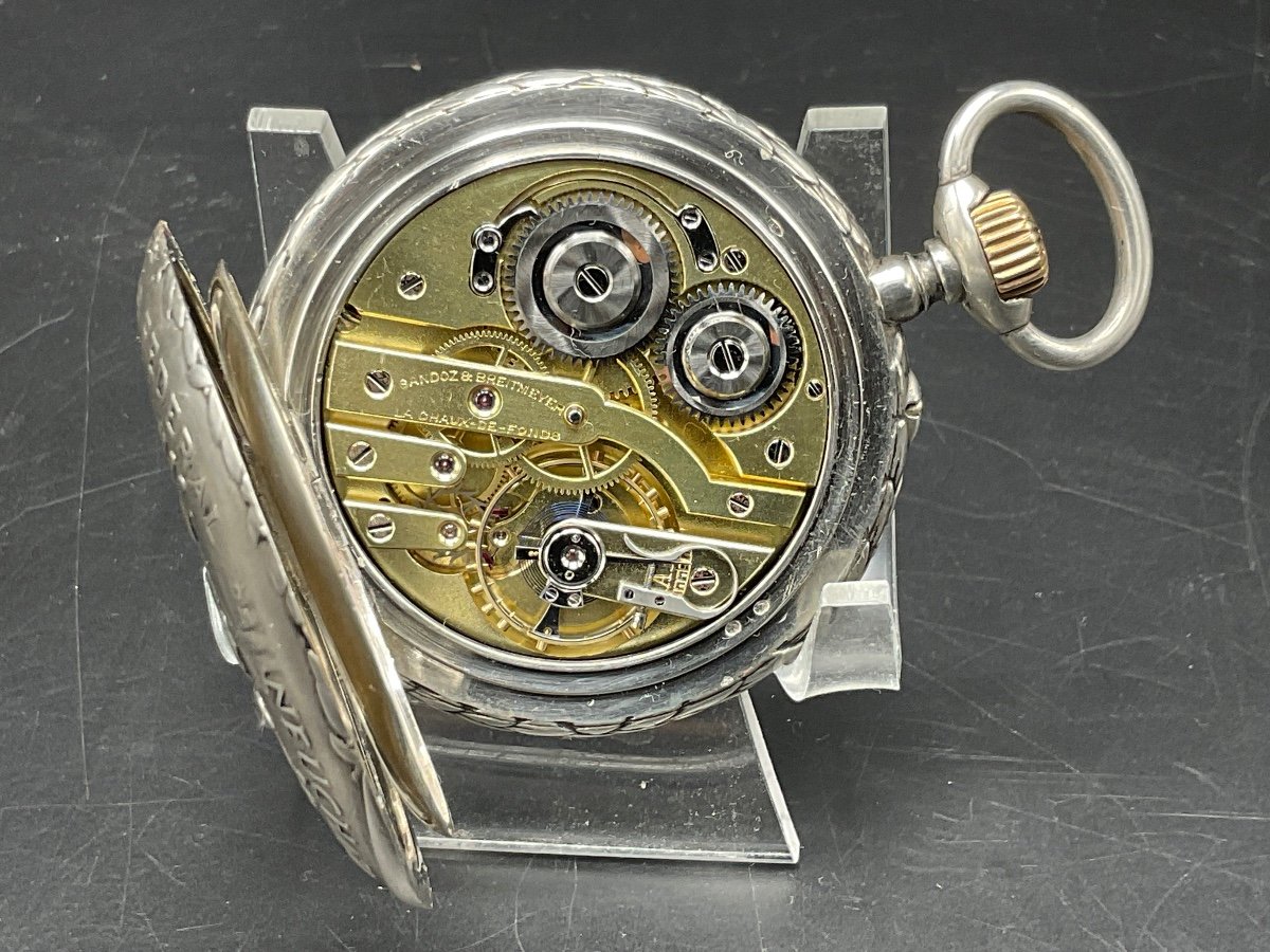 Montre à Gousset Ou De Poche En Argent De Marque Sandoz&Breitmeyer Chaux De Fonds Tir Fédéral.-photo-2