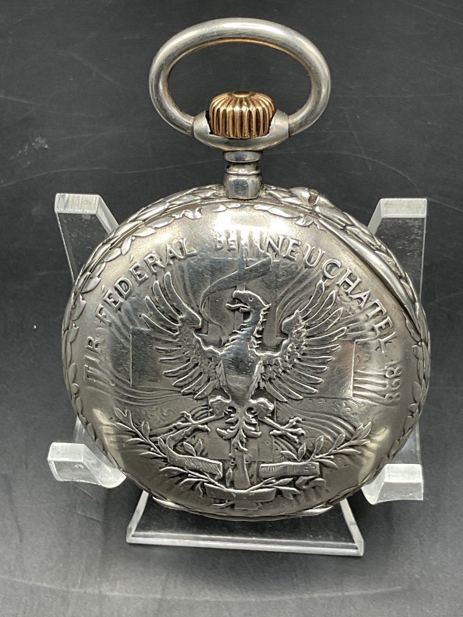 Montre à Gousset Ou De Poche En Argent De Marque Sandoz&Breitmeyer Chaux De Fonds Tir Fédéral.-photo-7