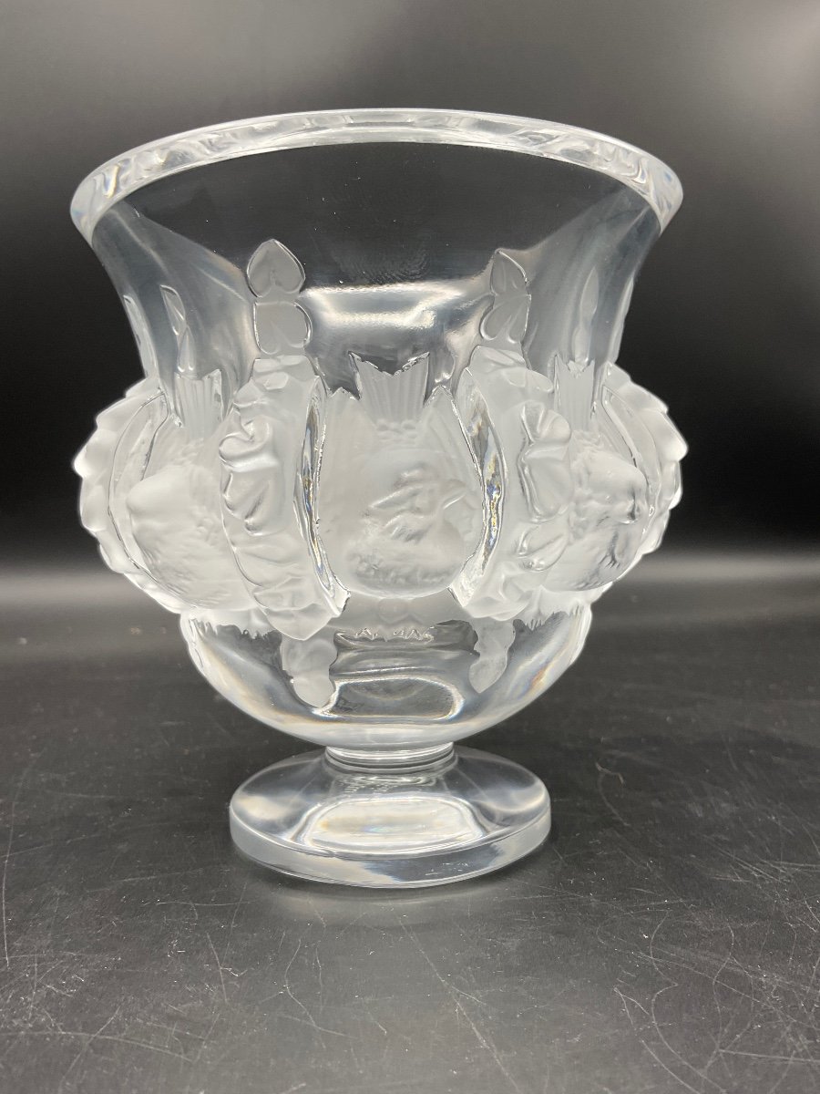 Dampierre Vase In Clear And Frosted Satin Matte Colorless Crystal Signed Lalique.r.france.-photo-3