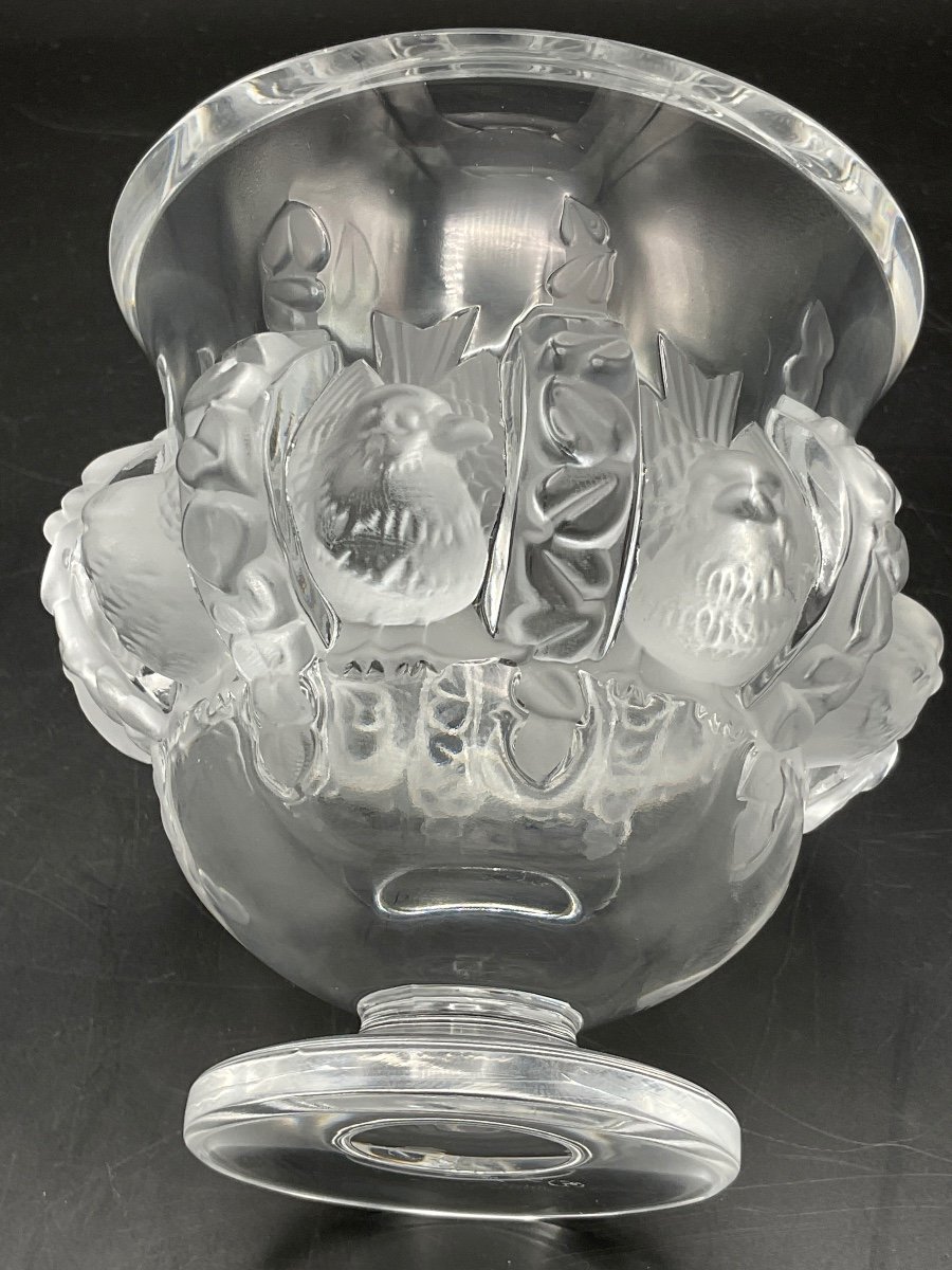 Dampierre Vase In Clear And Frosted Satin Matte Colorless Crystal Signed Lalique.r.france.-photo-1