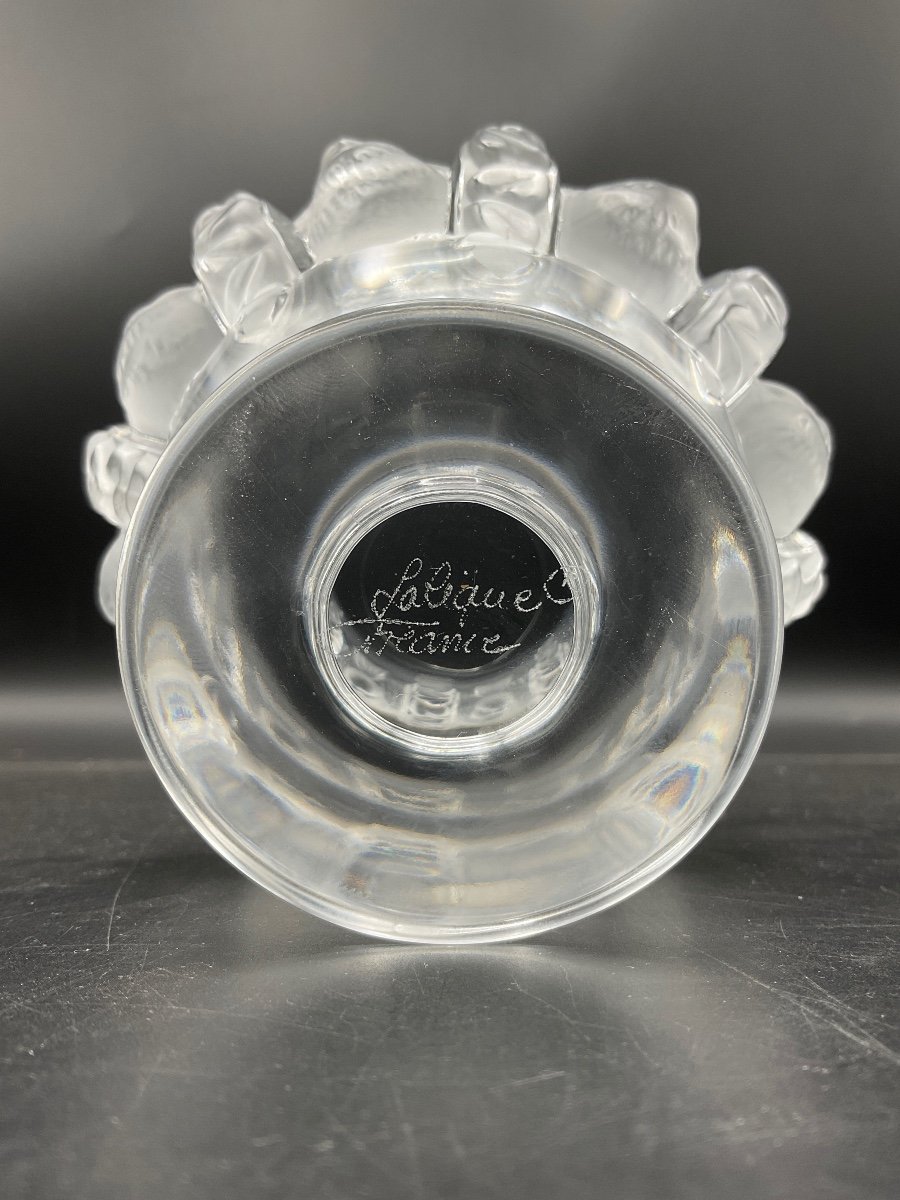 Dampierre Vase In Clear And Frosted Satin Matte Colorless Crystal Signed Lalique.r.france.-photo-2