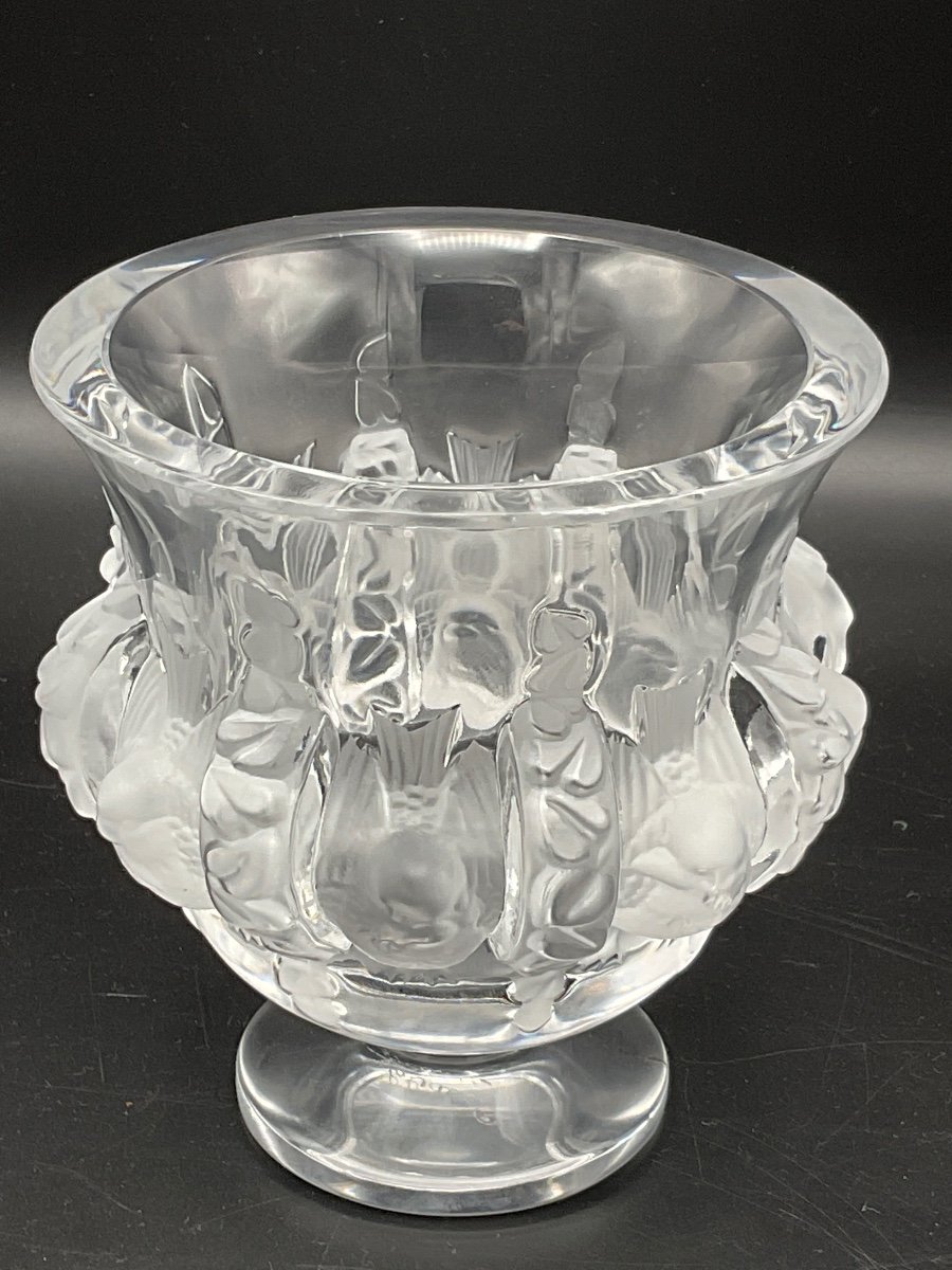 Dampierre Vase In Clear And Frosted Satin Matte Colorless Crystal Signed Lalique.r.france.-photo-6