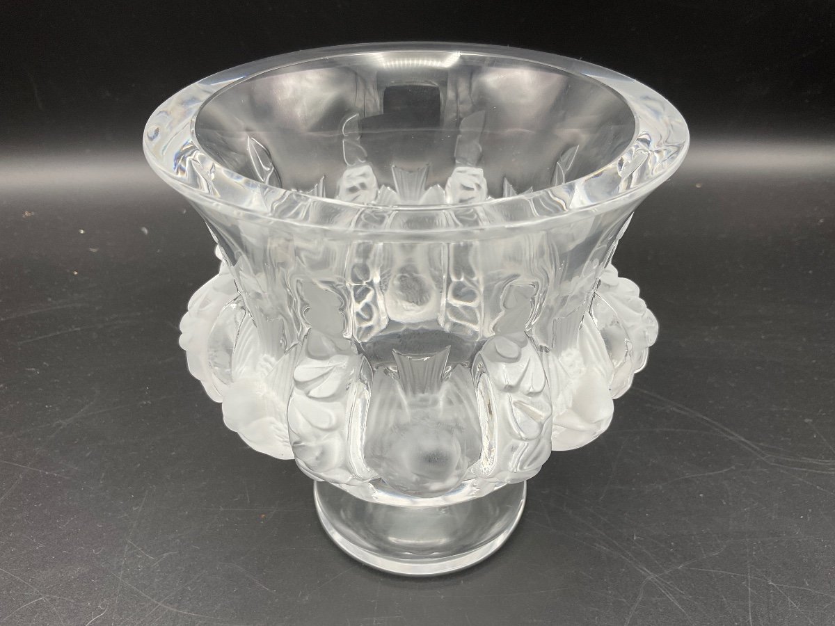 Dampierre Vase In Clear And Frosted Satin Matte Colorless Crystal Signed Lalique.r.france.-photo-7