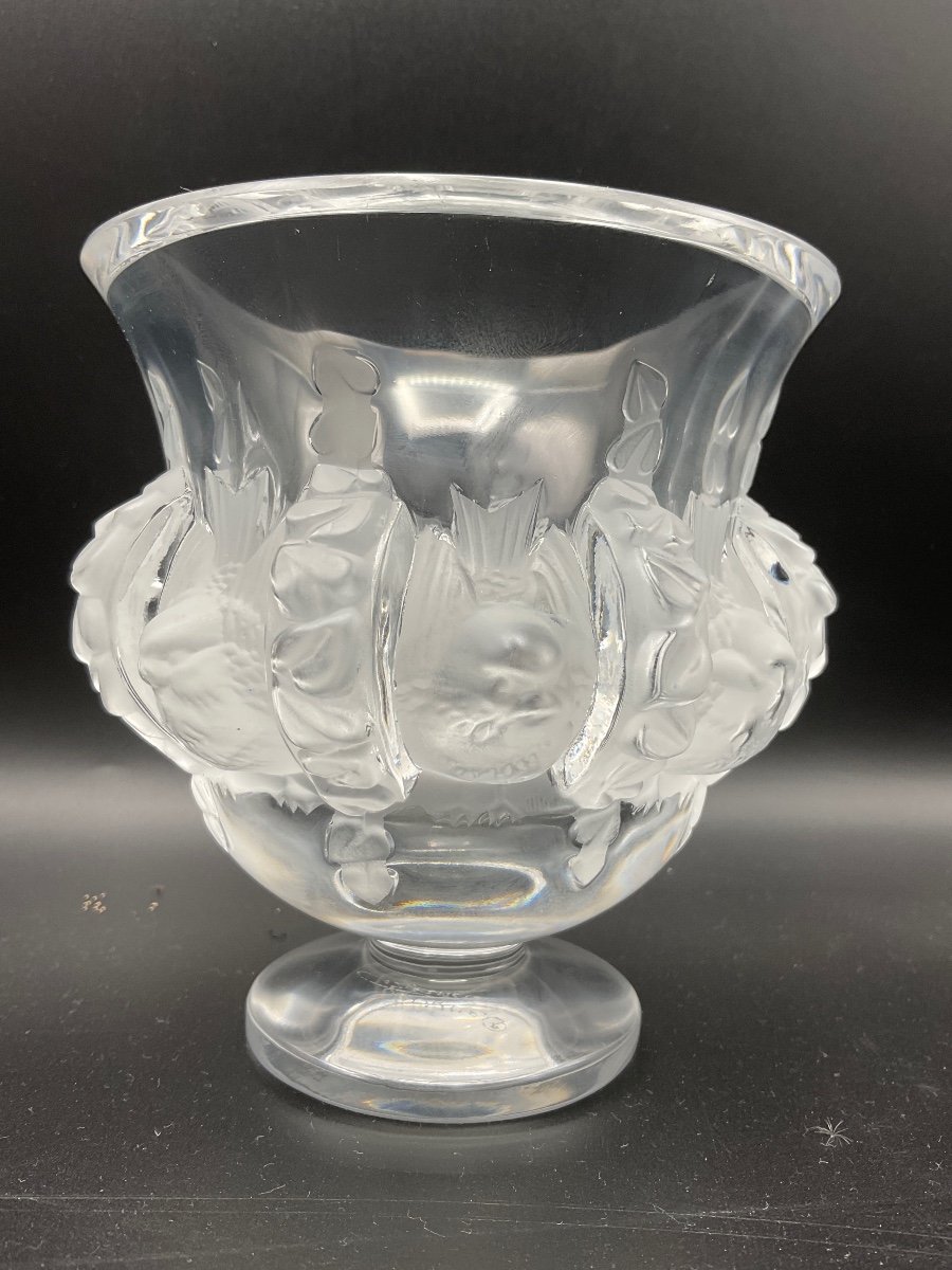 Dampierre Vase In Clear And Frosted Satin Matte Colorless Crystal Signed Lalique.r.france.-photo-8