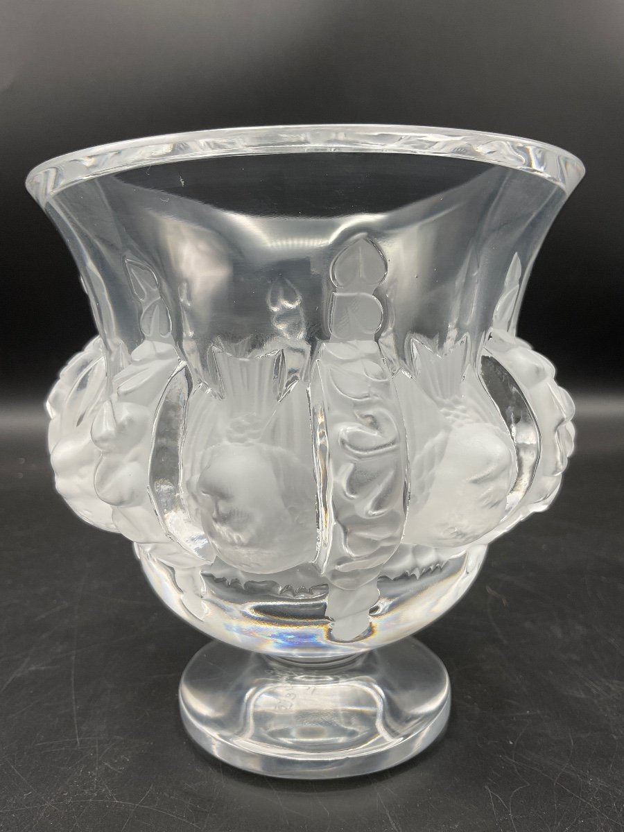 Dampierre Vase In Clear And Frosted Satin Matte Colorless Crystal Signed Lalique.r.france.