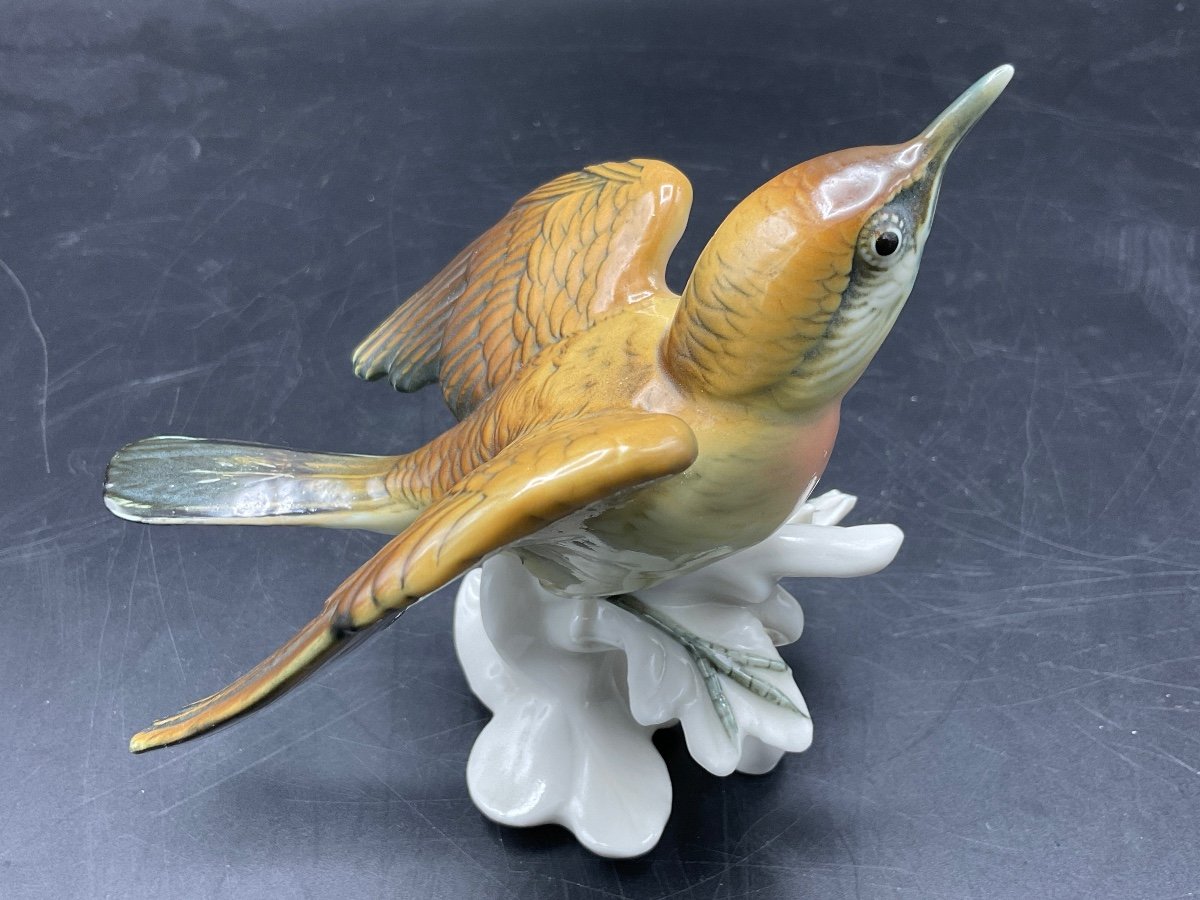 Polychrome Porcelain Bird From The Karl-ens Manufactory Representing A Troglodyte.-photo-8