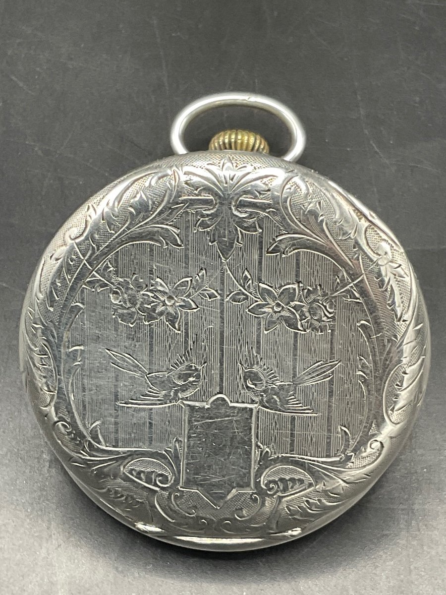 Lip Brand Solid Silver Pocket Watch Or Pocket Watch With Bird And Scroll Decor.-photo-8