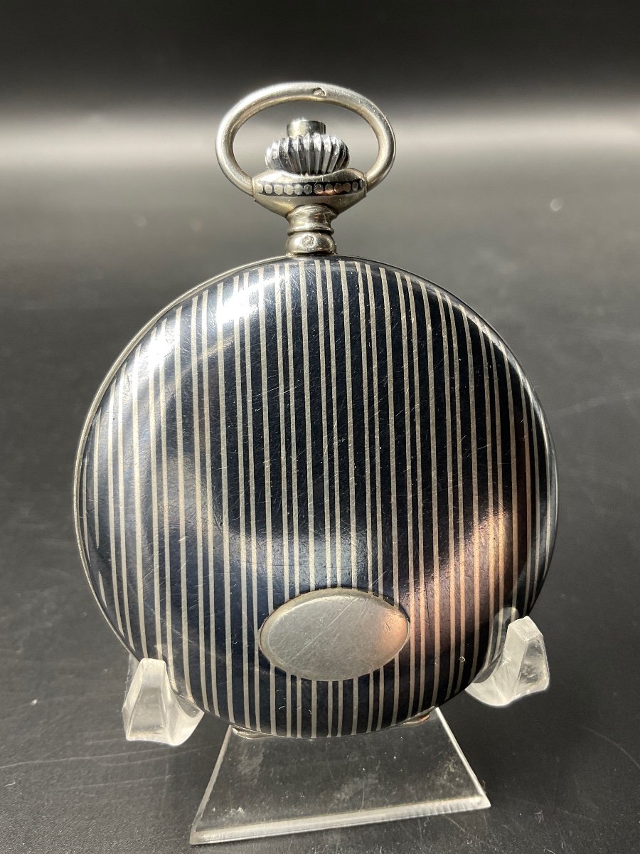 Just Brand Pocket Watch Or Savonnette Pocket Watch In Solid Niello Silver.-photo-3