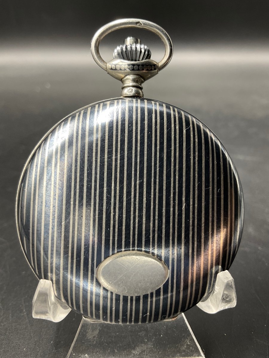 Just Brand Pocket Watch Or Savonnette Pocket Watch In Solid Niello Silver.-photo-5