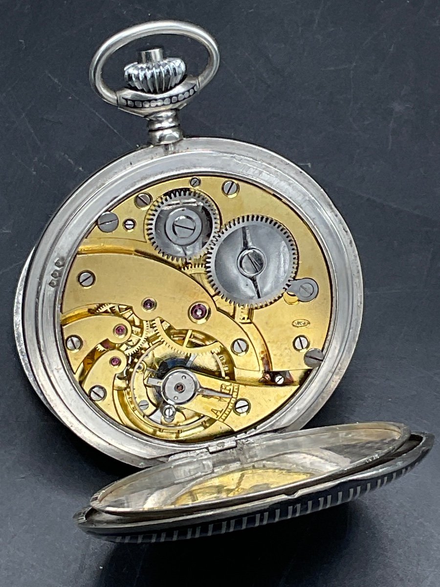 Just Brand Pocket Watch Or Savonnette Pocket Watch In Solid Niello Silver.-photo-8