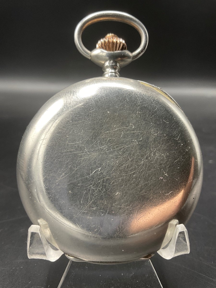 Lip Brand Solid Silver Chronotachymeter Pocket Or Pocket Watch.-photo-3