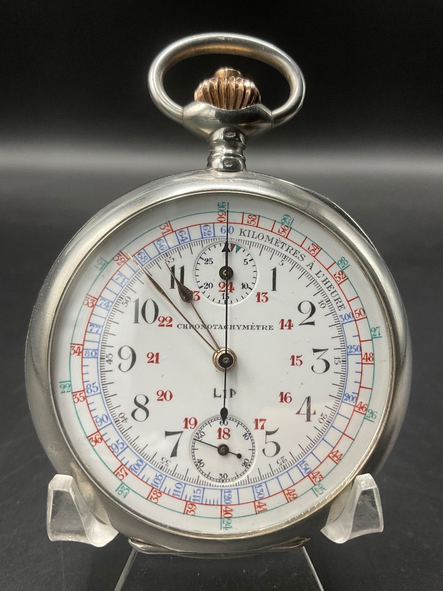 Lip Brand Solid Silver Chronotachymeter Pocket Or Pocket Watch.-photo-6