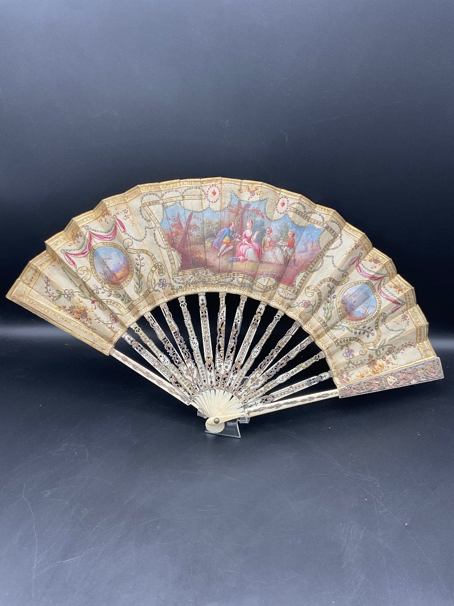 Folded Fan From Maison Duvelleroy In Paris With Its Original Box, Late 19th Century.-photo-2