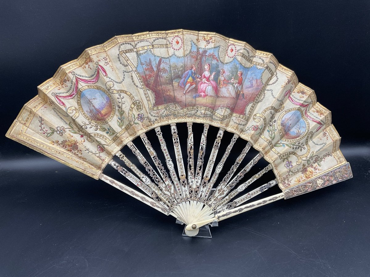 Folded Fan From Maison Duvelleroy In Paris With Its Original Box, Late 19th Century.-photo-3