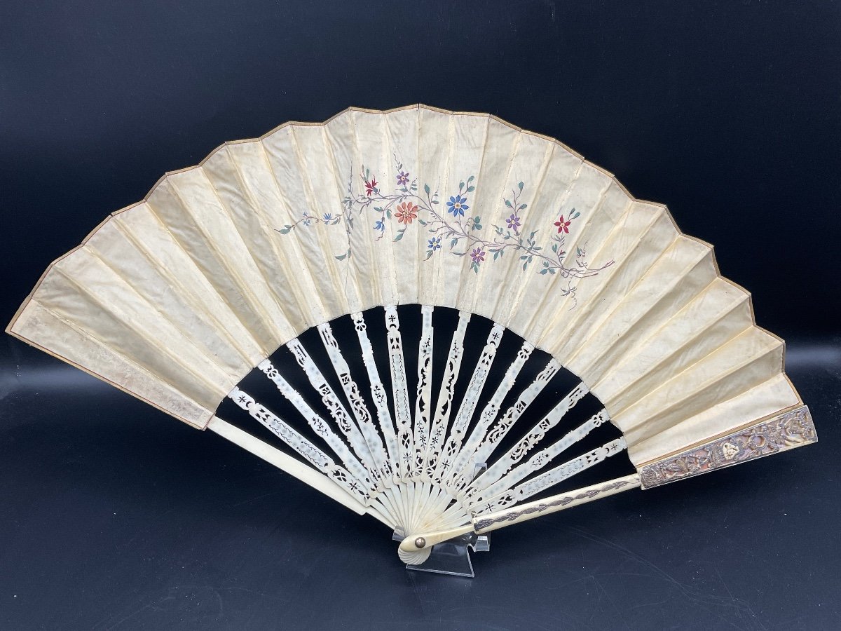 Folded Fan From Maison Duvelleroy In Paris With Its Original Box, Late 19th Century.-photo-4